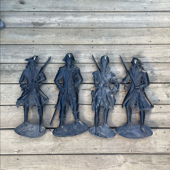 Huge Vintage American & French Revolutionary Soldiers 21” Cast Metal Set of 4 - Picture 3 of 7